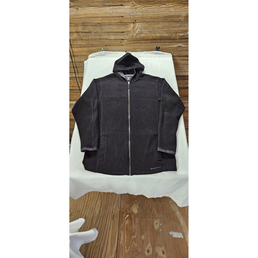 ExOfficio Mens XXL Wool Blend Full Zip Hoodie Charcoal Gray Outdoor Jacket XXL